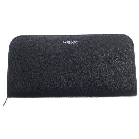 SAINT LAURENT PARIS Full Zip Long Wallet Black Leather - Picture 1 of 5